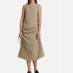 Deveaux New York Agnes Tank Dress Size 6 Gathered Sleeveless Ruched Side In Moss